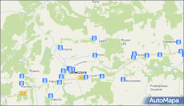 mapa Ciemino gmina Główczyce, Ciemino gmina Główczyce na mapie Targeo