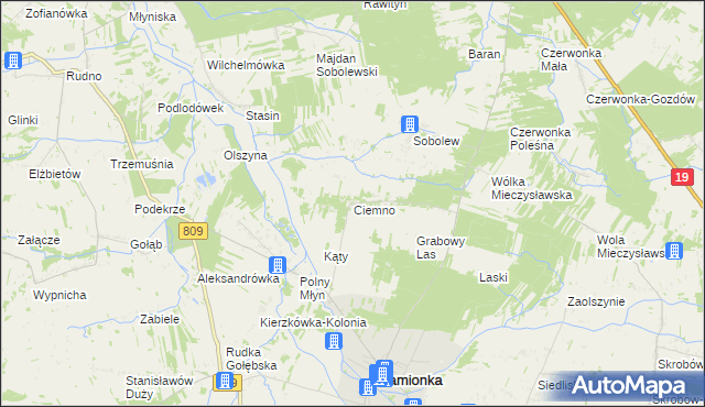 mapa Ciemno gmina Kamionka, Ciemno gmina Kamionka na mapie Targeo