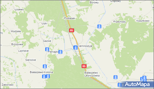 mapa Ciemnoszyje, Ciemnoszyje na mapie Targeo