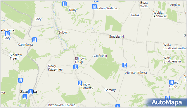 mapa Cieślanki, Cieślanki na mapie Targeo