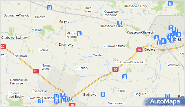 mapa Cieśle gmina Drobin, Cieśle gmina Drobin na mapie Targeo