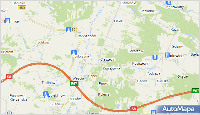 mapa Cieszęcin, Cieszęcin na mapie Targeo