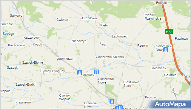 mapa Cieszkowo-Kolonia, Cieszkowo-Kolonia na mapie Targeo