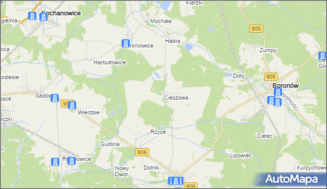 mapa Cieszowa, Cieszowa na mapie Targeo