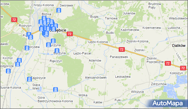 mapa Ciężków gmina Poddębice, Ciężków gmina Poddębice na mapie Targeo
