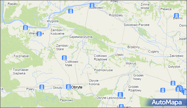 mapa Ciółkowo Rządowe, Ciółkowo Rządowe na mapie Targeo