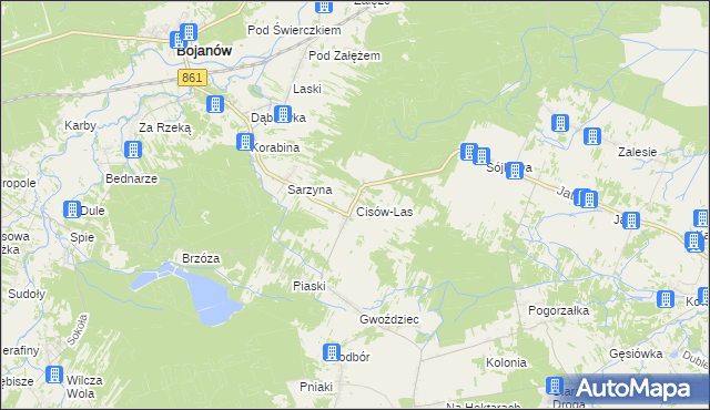 mapa Cisów-Las, Cisów-Las na mapie Targeo