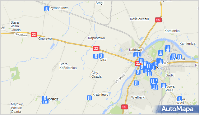 mapa Cisy gmina Malbork, Cisy gmina Malbork na mapie Targeo