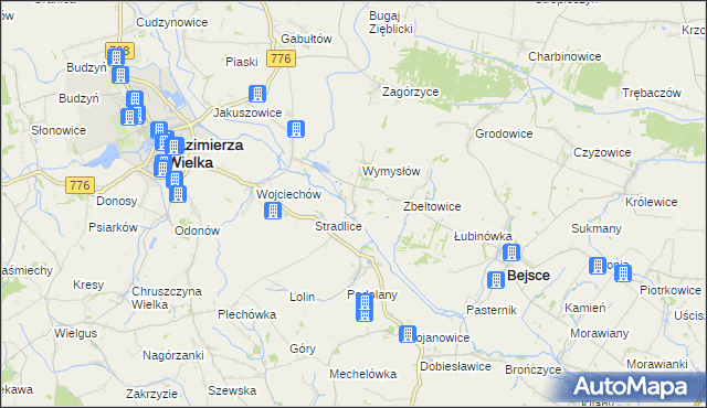 mapa Cło gmina Kazimierza Wielka, Cło gmina Kazimierza Wielka na mapie Targeo