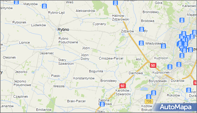 mapa Ćmiszew-Parcel, Ćmiszew-Parcel na mapie Targeo