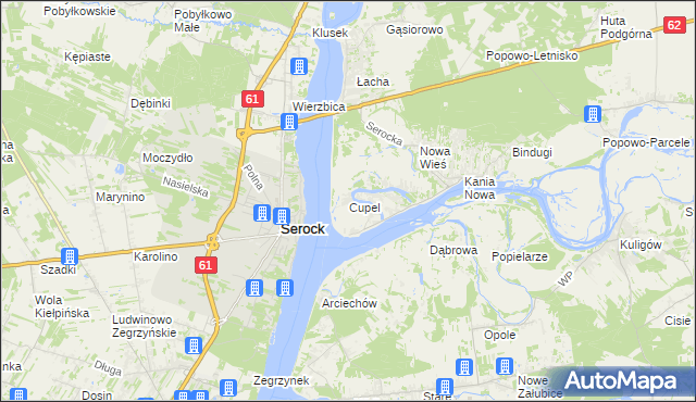 mapa Cupel gmina Serock, Cupel gmina Serock na mapie Targeo