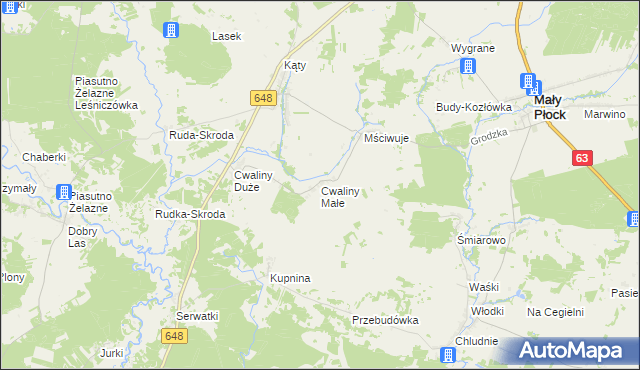 mapa Cwaliny Małe, Cwaliny Małe na mapie Targeo