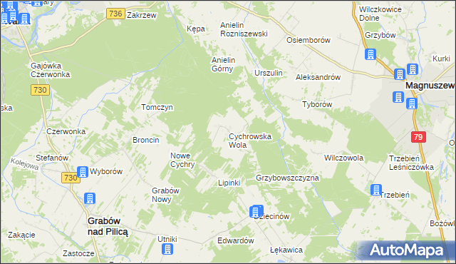 mapa Cychrowska Wola, Cychrowska Wola na mapie Targeo