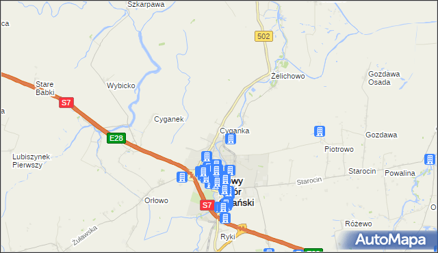 mapa Cyganka gmina Nowy Dwór Gdański, Cyganka gmina Nowy Dwór Gdański na mapie Targeo