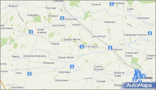 mapa Cywiny-Dynguny, Cywiny-Dynguny na mapie Targeo