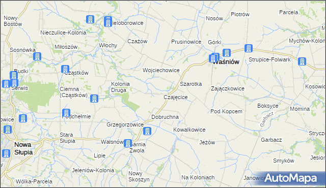 mapa Czajęcice, Czajęcice na mapie Targeo