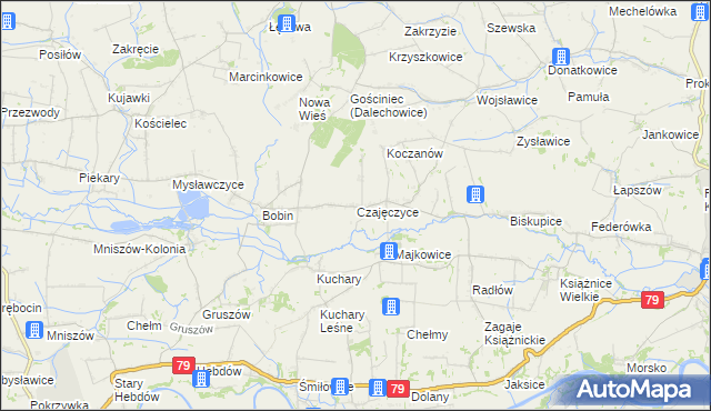 mapa Czajęczyce, Czajęczyce na mapie Targeo