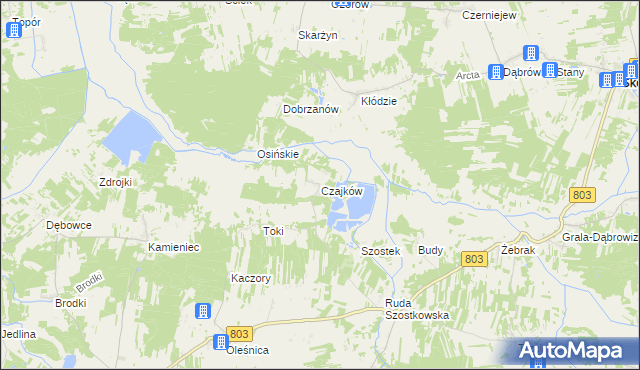 mapa Czajków gmina Wodynie, Czajków gmina Wodynie na mapie Targeo
