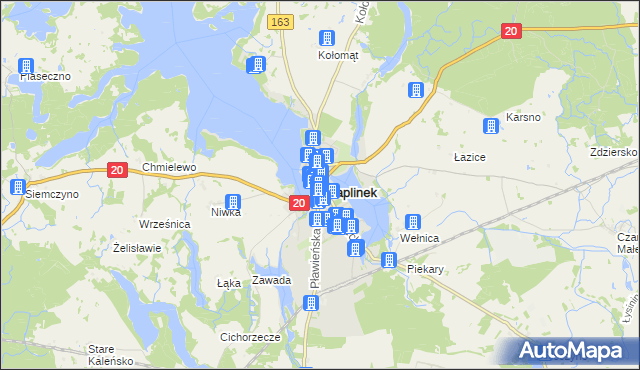 mapa Czaplinek powiat drawski, Czaplinek powiat drawski na mapie Targeo