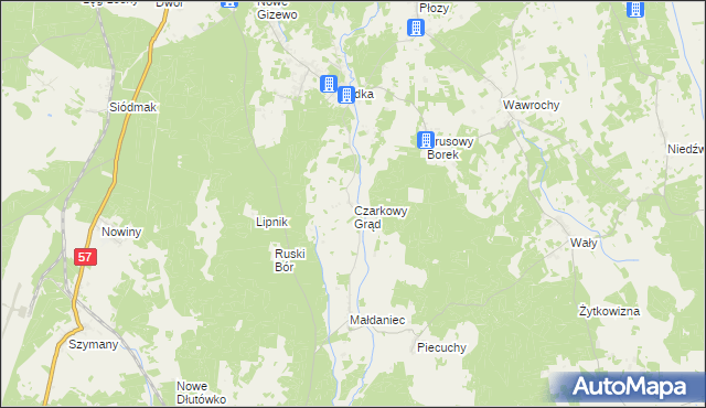 mapa Czarkowy Grąd, Czarkowy Grąd na mapie Targeo