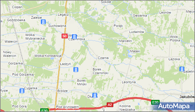 mapa Czarna gmina Stanisławów, Czarna gmina Stanisławów na mapie Targeo