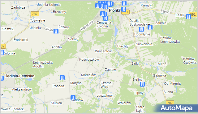 mapa Czarna Kolonia, Czarna Kolonia na mapie Targeo