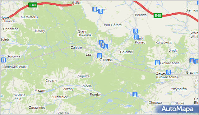 mapa Czarna powiat dębicki, Czarna powiat dębicki na mapie Targeo