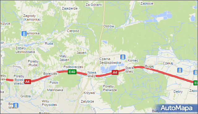 mapa Czarna Sędziszowska, Czarna Sędziszowska na mapie Targeo