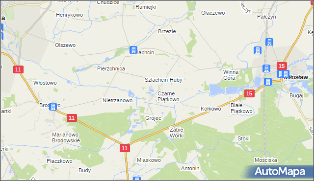 mapa Czarne Piątkowo, Czarne Piątkowo na mapie Targeo