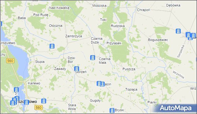 mapa Czarnia Mała, Czarnia Mała na mapie Targeo