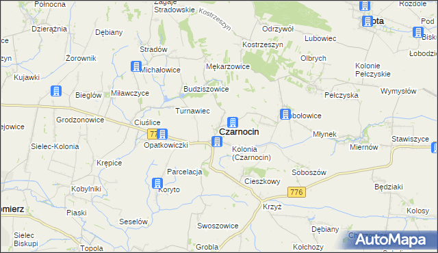 mapa Czarnocin powiat kazimierski, Czarnocin powiat kazimierski na mapie Targeo