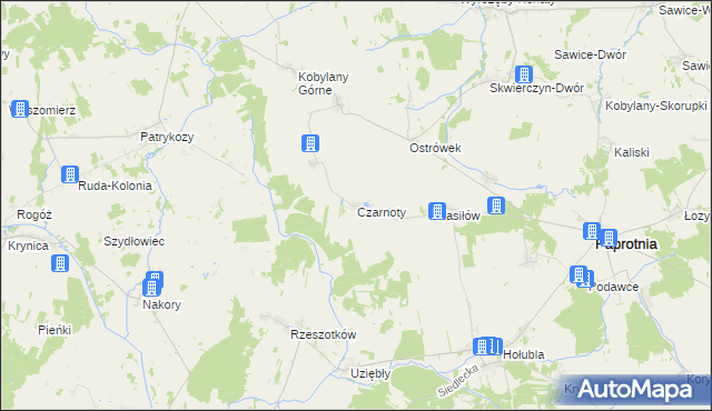 mapa Czarnoty gmina Paprotnia, Czarnoty gmina Paprotnia na mapie Targeo