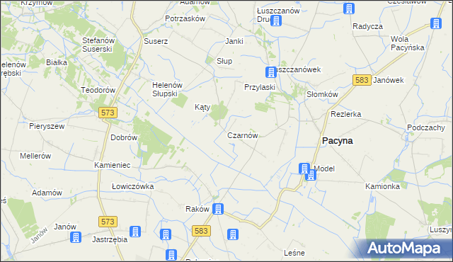 mapa Czarnów gmina Pacyna, Czarnów gmina Pacyna na mapie Targeo