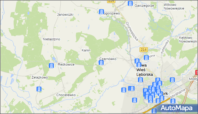 mapa Czarnówko gmina Nowa Wieś Lęborska, Czarnówko gmina Nowa Wieś Lęborska na mapie Targeo