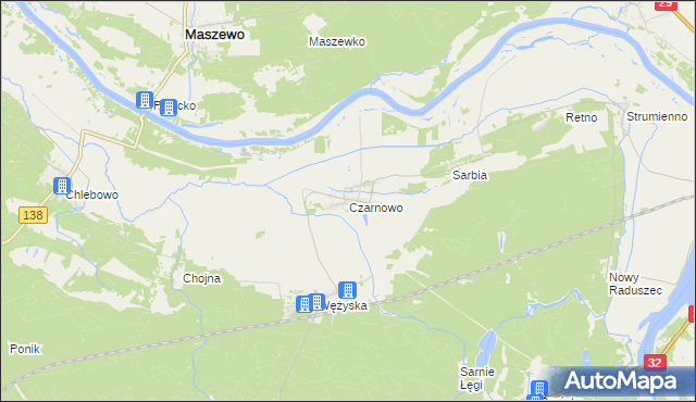 mapa Czarnowo gmina Krosno Odrzańskie, Czarnowo gmina Krosno Odrzańskie na mapie Targeo