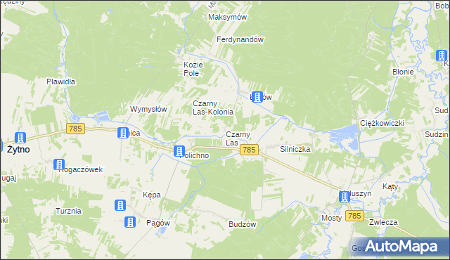 mapa Czarny Las gmina Żytno, Czarny Las gmina Żytno na mapie Targeo