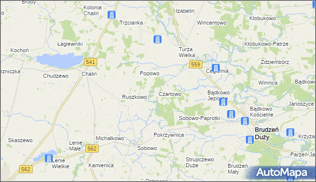 mapa Czartowo gmina Dobrzyń nad Wisłą, Czartowo gmina Dobrzyń nad Wisłą na mapie Targeo