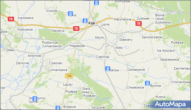 mapa Czechów gmina Kije, Czechów gmina Kije na mapie Targeo