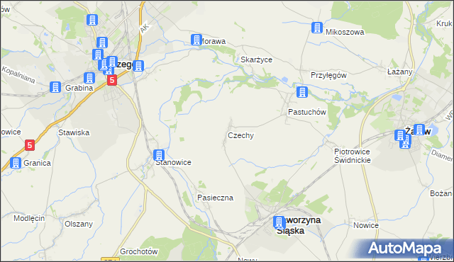 mapa Czechy gmina Jaworzyna Śląska, Czechy gmina Jaworzyna Śląska na mapie Targeo