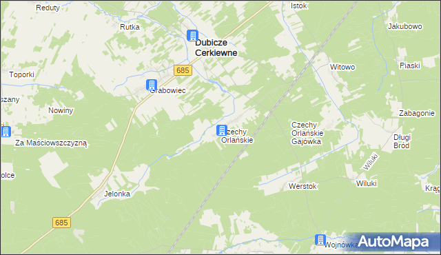 mapa Czechy Orlańskie, Czechy Orlańskie na mapie Targeo