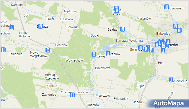 mapa Czekaj gmina Sędziszów, Czekaj gmina Sędziszów na mapie Targeo