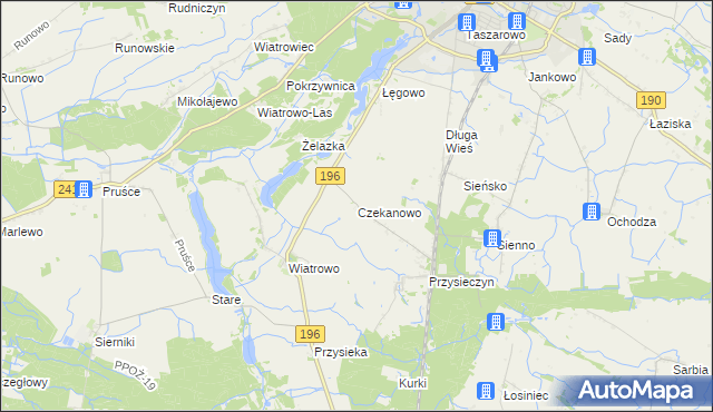 mapa Czekanowo gmina Wągrowiec, Czekanowo gmina Wągrowiec na mapie Targeo