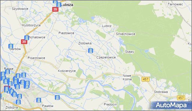mapa Czepielowice, Czepielowice na mapie Targeo