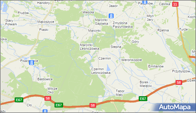 mapa Czermin gmina Bralin, Czermin gmina Bralin na mapie Targeo