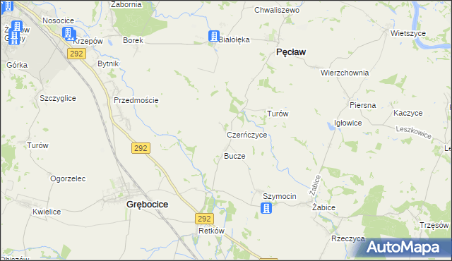 mapa Czerńczyce gmina Grębocice, Czerńczyce gmina Grębocice na mapie Targeo