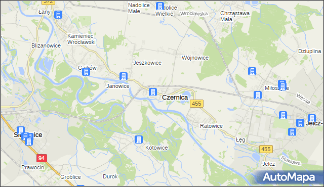 mapa Czernica powiat wrocławski, Czernica powiat wrocławski na mapie Targeo