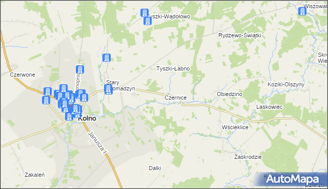 mapa Czernice gmina Kolno, Czernice gmina Kolno na mapie Targeo