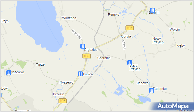 mapa Czernice gmina Pyrzyce, Czernice gmina Pyrzyce na mapie Targeo