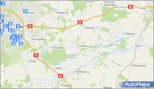 mapa Czerniec gmina Lubin, Czerniec gmina Lubin na mapie Targeo