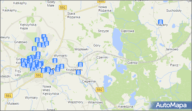 mapa Czerniki gmina Kętrzyn, Czerniki gmina Kętrzyn na mapie Targeo